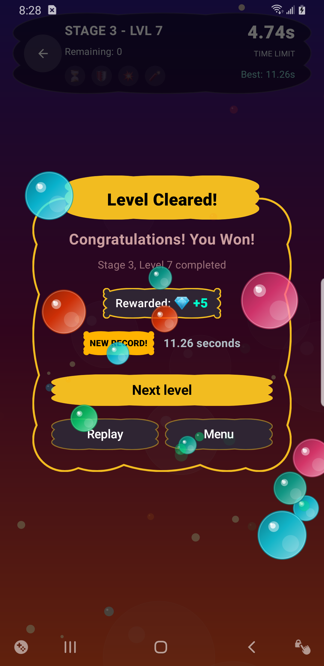 Level Cleared Fireworks
